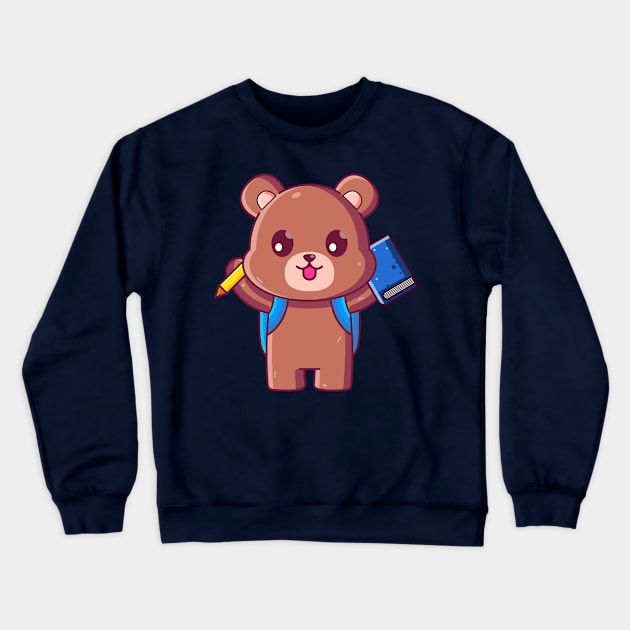 Cute brown bear go to school Crewneck Sweatshirt by Ardhsells